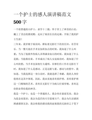 一个护士的感人演讲稿范文500字