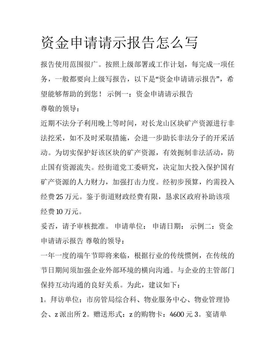 资金申请请示报告怎么写_第1页