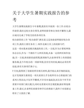 关于大学生暑期实践报告的参考