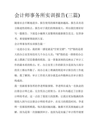 会计师事务所实训报告(三篇)