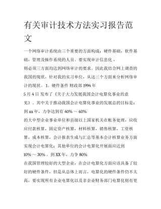 有关审计技术方法实习报告范文