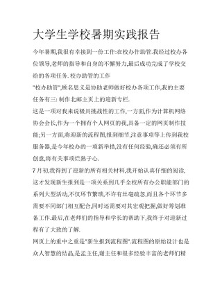 大学生学校暑期实践报告
