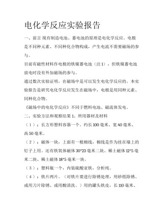 电化学反应实验报告