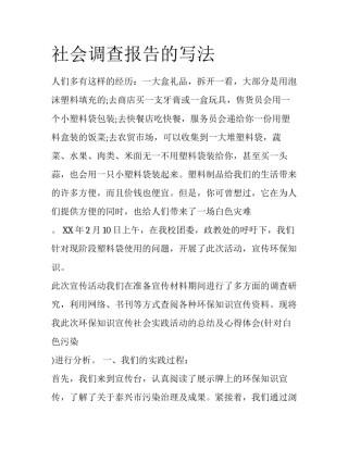 社会调查报告的写法