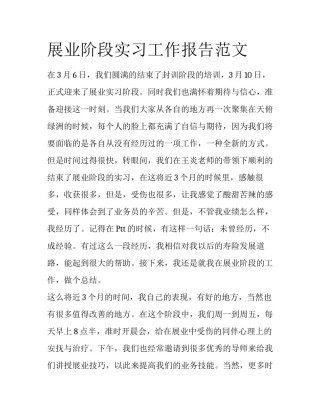 展业阶段实习工作报告范文