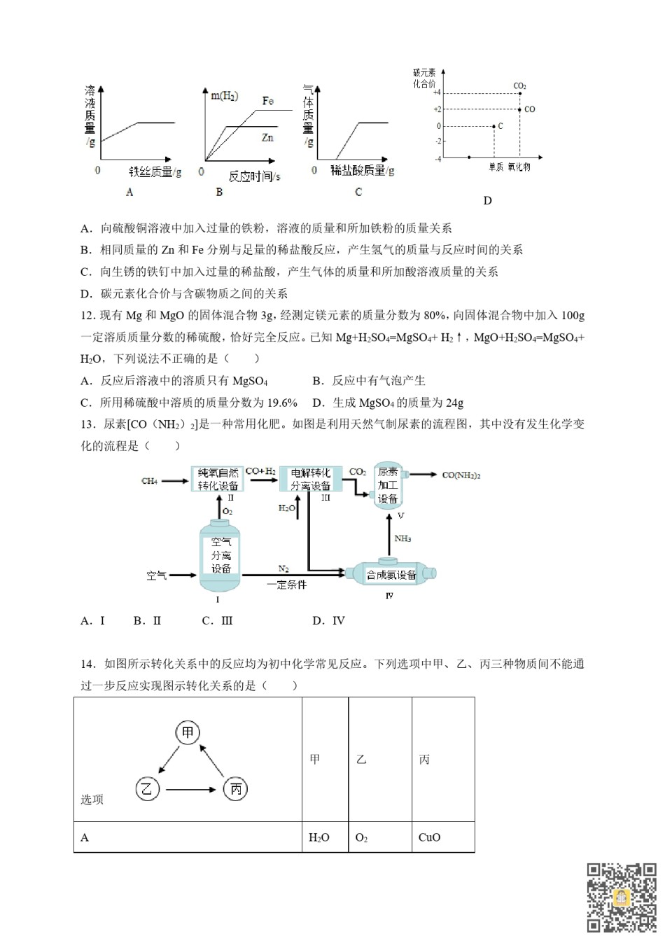 天津第二南开学校2022-2023学年九年级上学期期末化学试卷.pdf_第3页