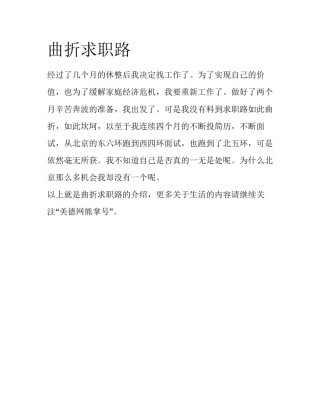 曲折求职路