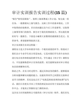 审计实训报告实训过程(15篇)
