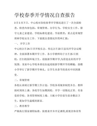 学校春季开学情况自查报告
