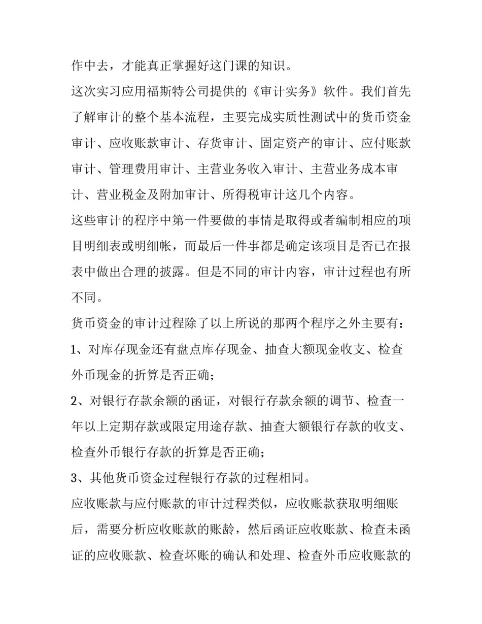 最新审计实训报告3000字(十五篇)_第2页