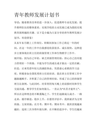 青年教师发展计划书