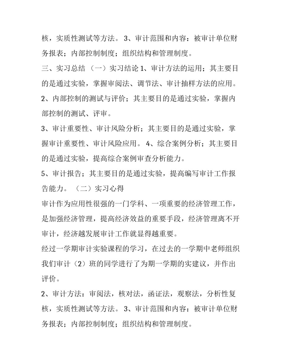 审计模拟实训实习报告范文_第2页