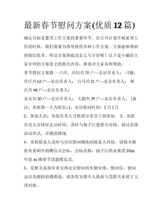 最新春节慰问方案(优质12篇)
