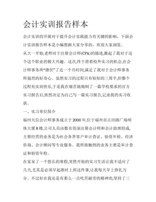 会计实训报告样本