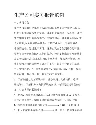 生产公司实习报告范例