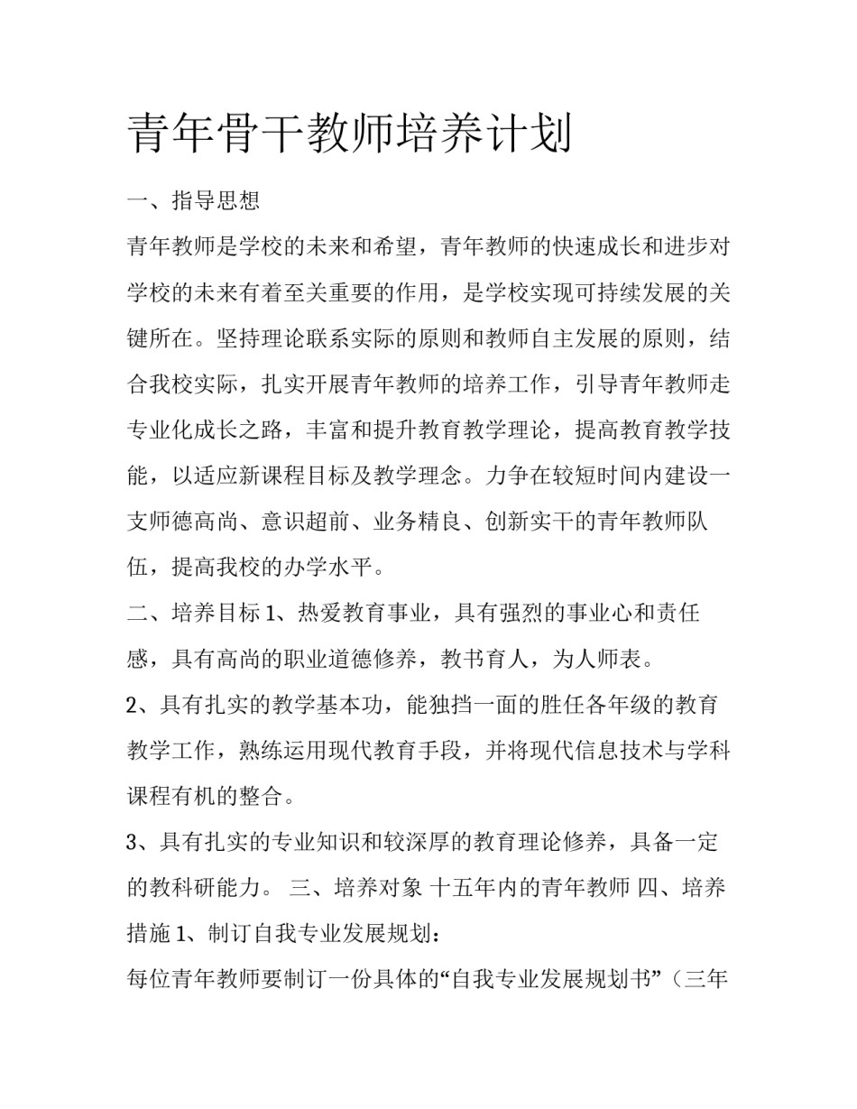 青年骨干教师培养计划_第1页
