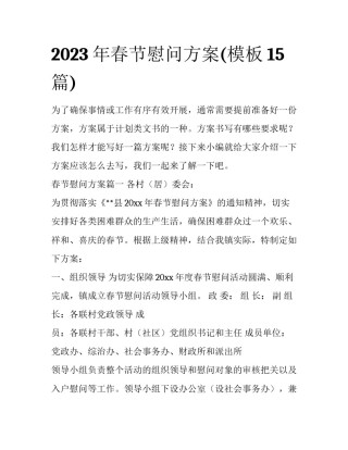2023年春节慰问方案(模板15篇)