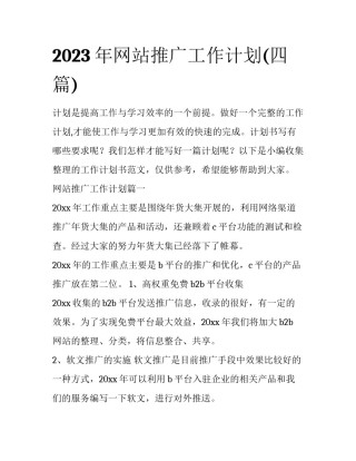2023年网站推广工作计划(四篇)