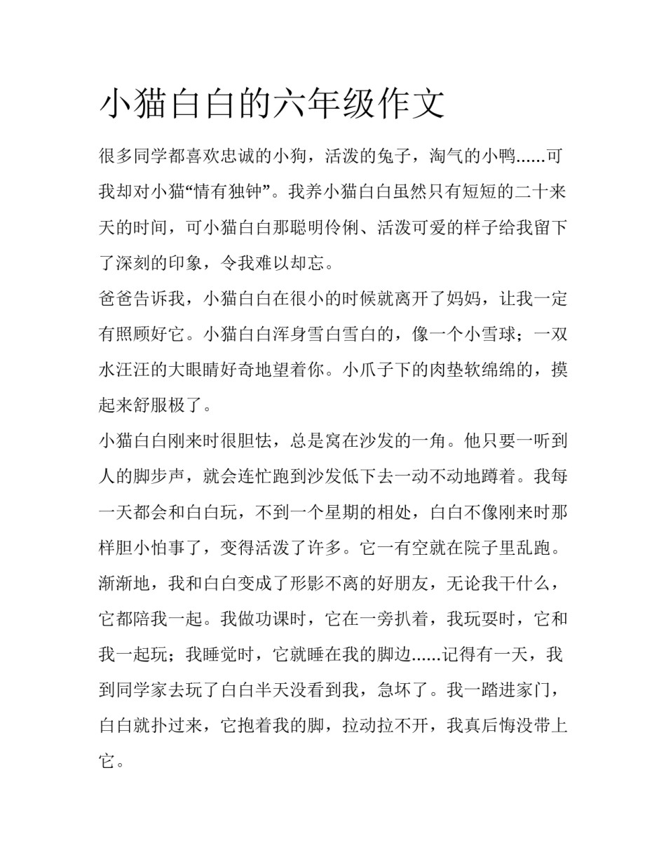 小猫白白的六年级作文_第1页