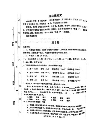 红桥区2019-2020学年九年级上学期期中考试语文试题.pdf