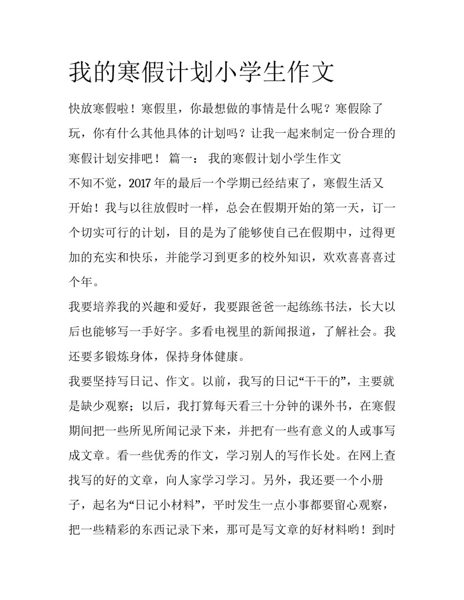 我的寒假计划小学生作文_第1页
