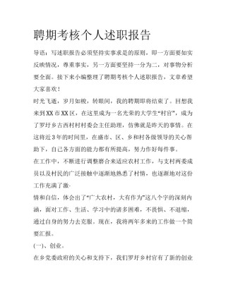 聘期考核个人述职报告