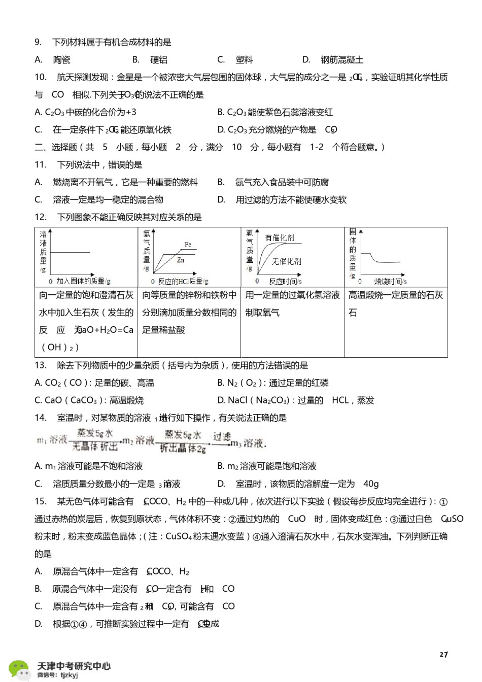 和平区2017-2018上学期期末初三化学试题及答案.pdf_第2页