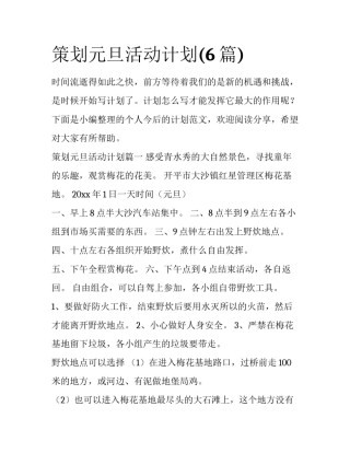 策划元旦活动计划(6篇)