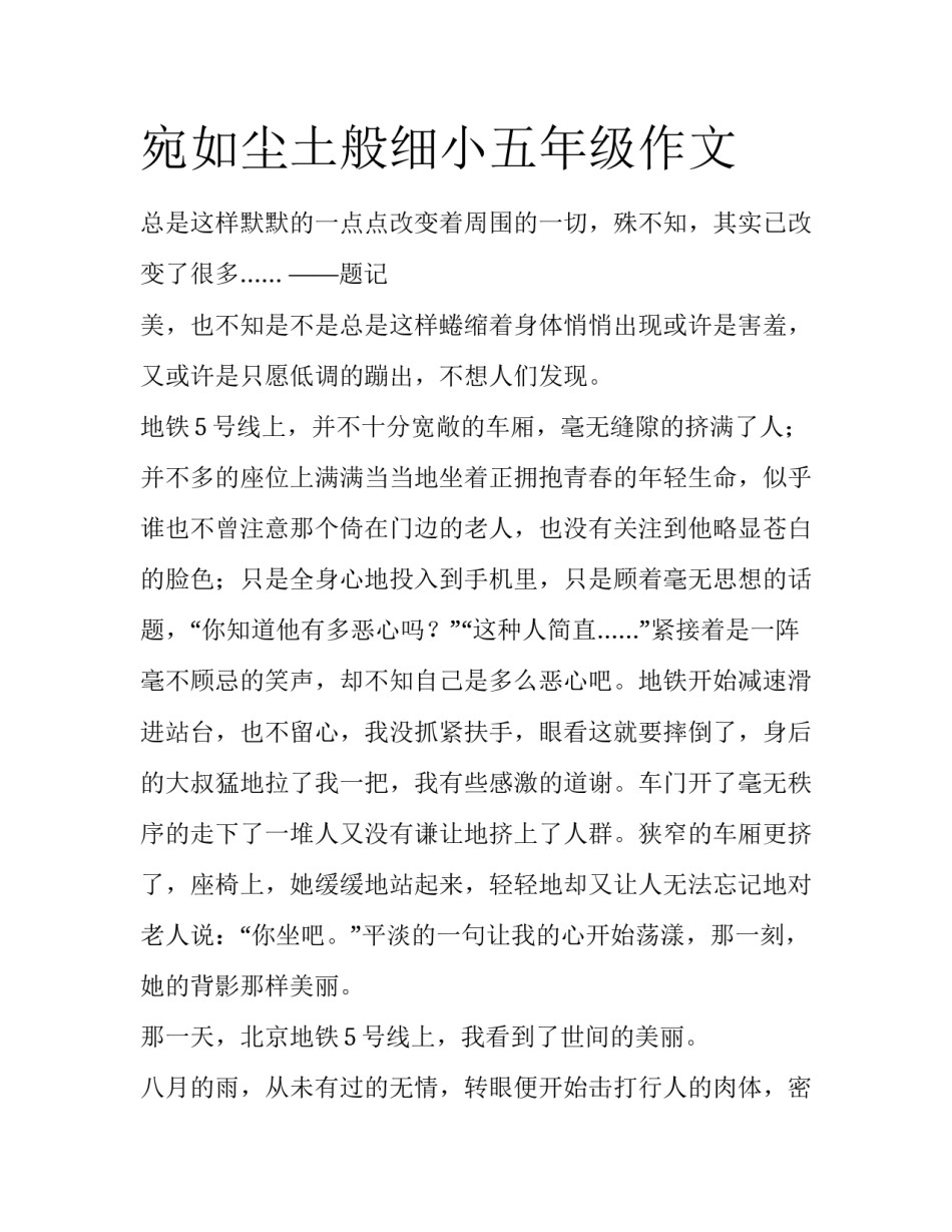 宛如尘土般细小五年级作文_第1页
