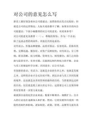 对公司的意见怎么写