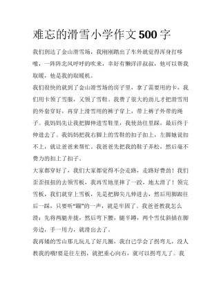 难忘的滑雪小学作文500字