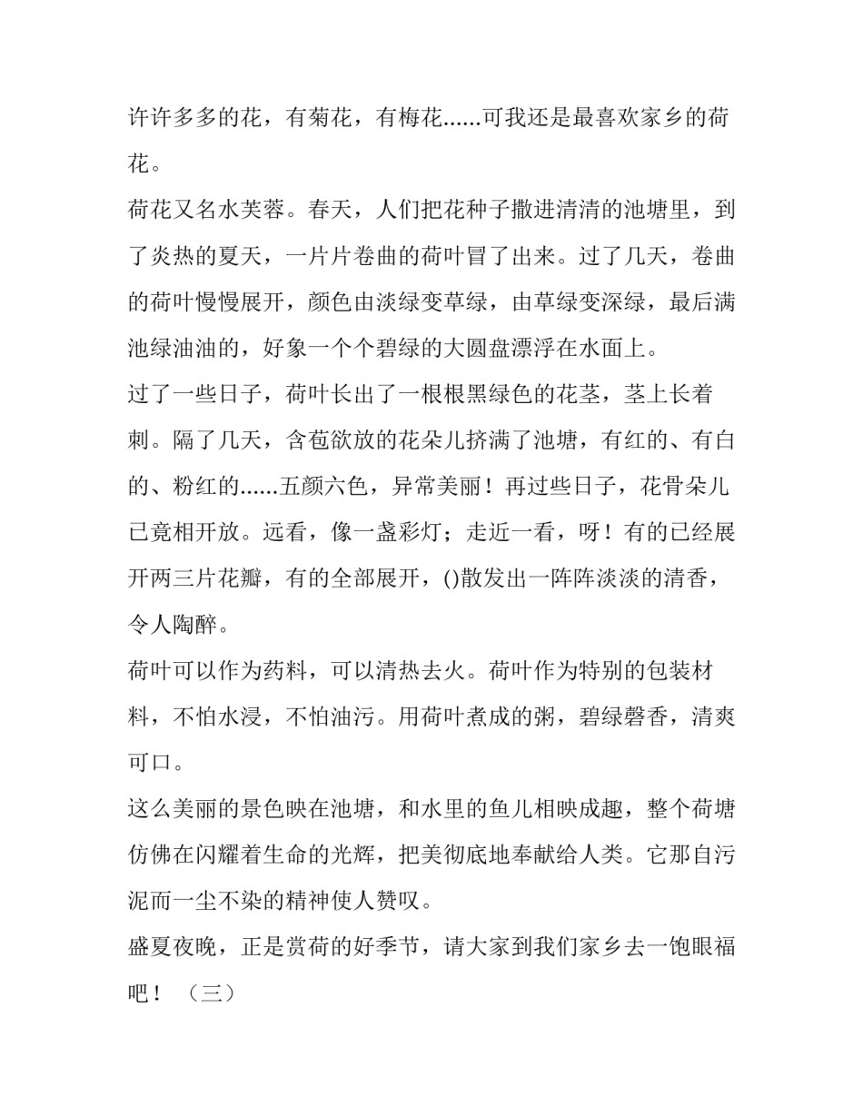我爱荷花作文三篇_第3页