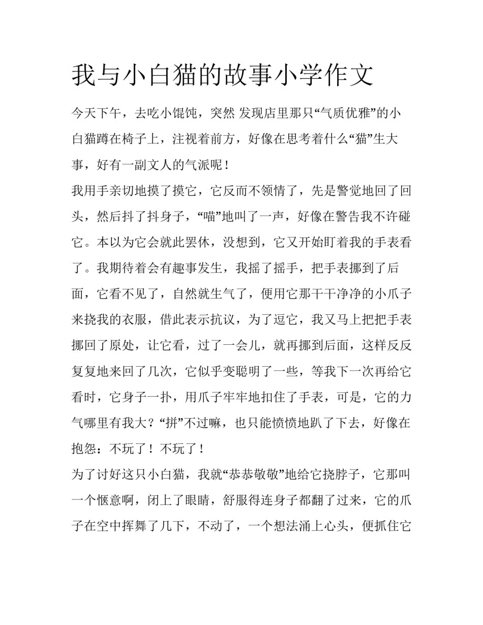 我与小白猫的故事小学作文_第1页