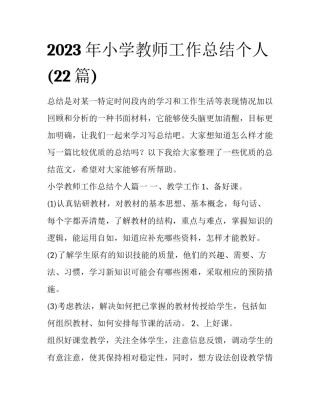 2023年小学教师工作总结个人(22篇)