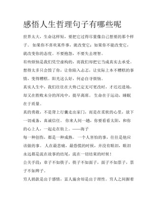 感悟人生哲理句子有哪些呢