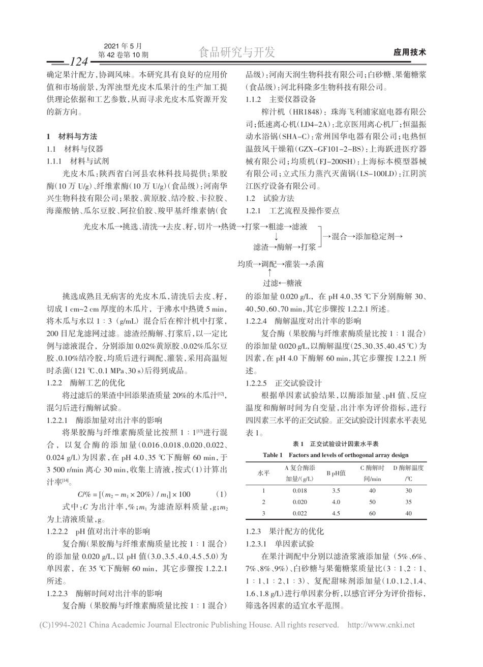 浑浊型光皮木瓜果汁的配方优化_杨旭.pdf_第2页