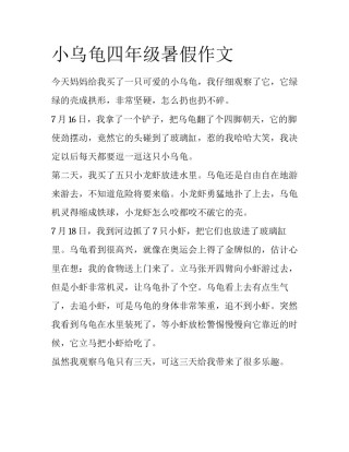 小乌龟四年级暑假作文