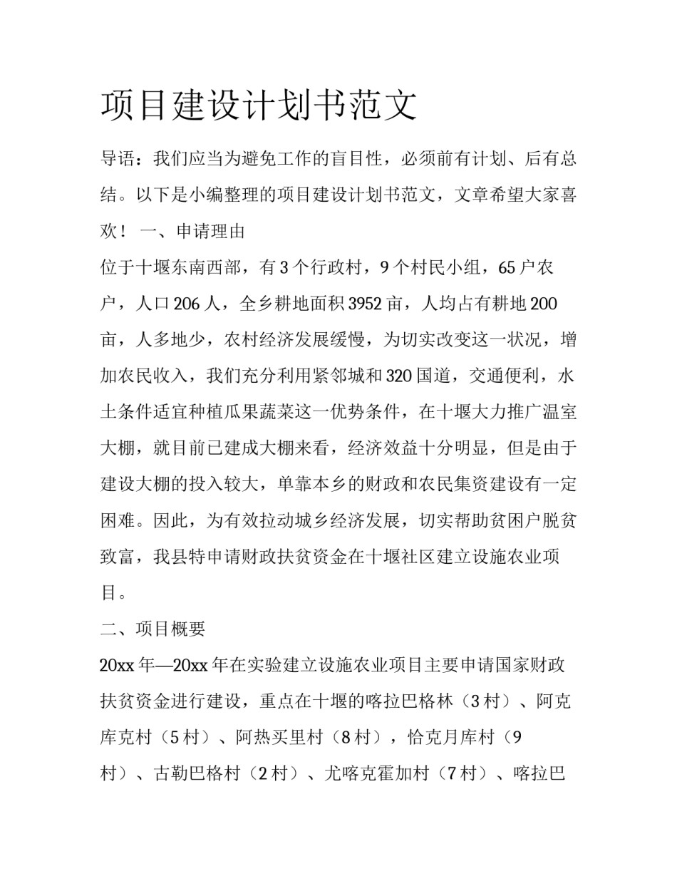 项目建设计划书范文_第1页