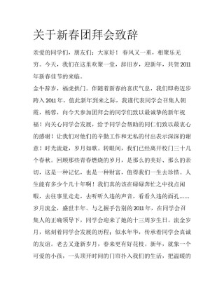 关于新春团拜会致辞