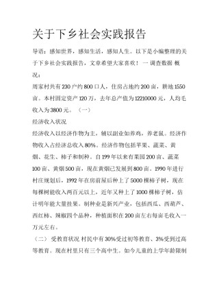 关于下乡社会实践报告