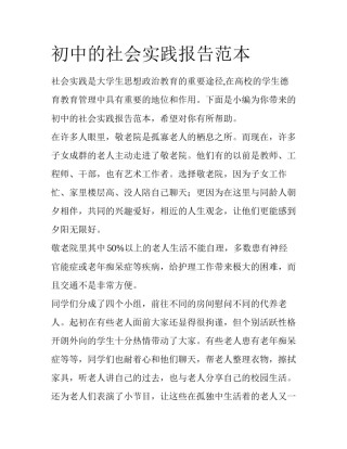 初中的社会实践报告范本