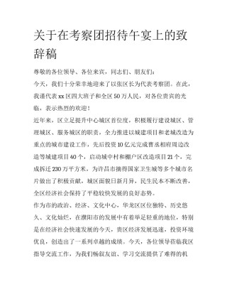 关于在考察团招待午宴上的致辞稿