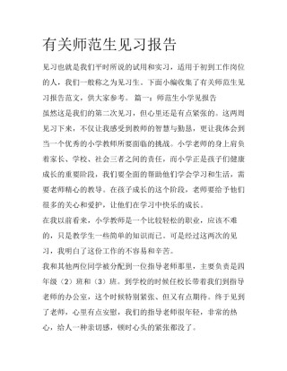 有关师范生见习报告