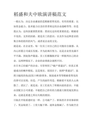 稻盛和夫中欧演讲稿范文