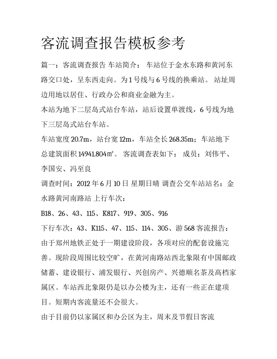 客流调查报告模板参考_第1页