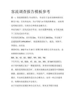 客流调查报告模板参考
