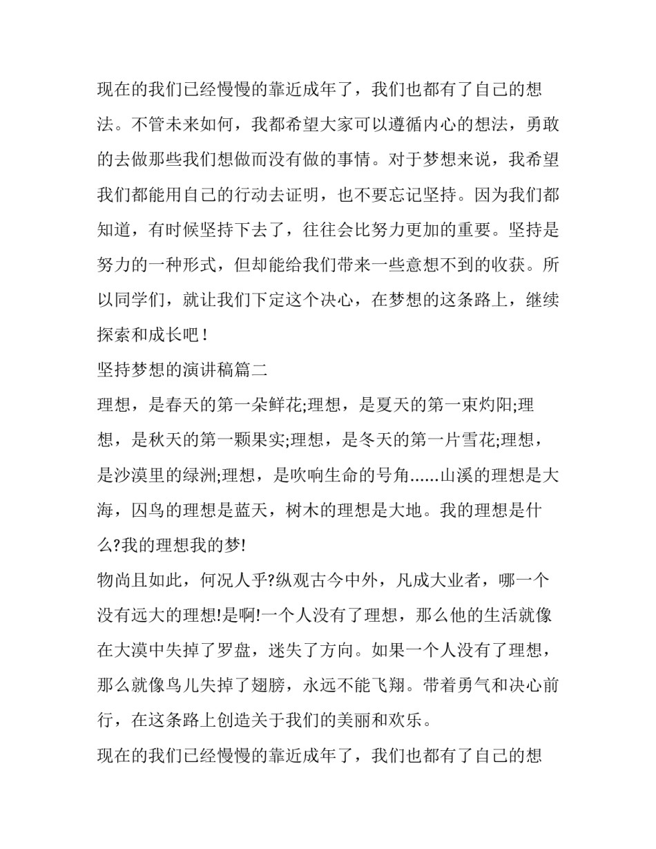 坚持梦想的演讲稿(实用13篇)_第2页