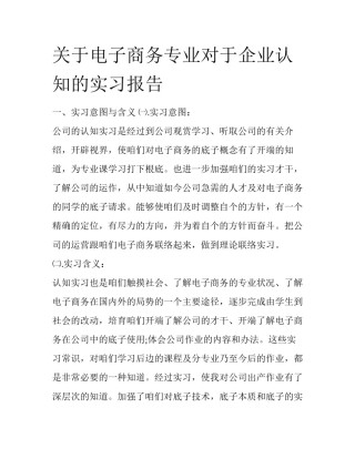 关于电子商务专业对于企业认知的实习报告