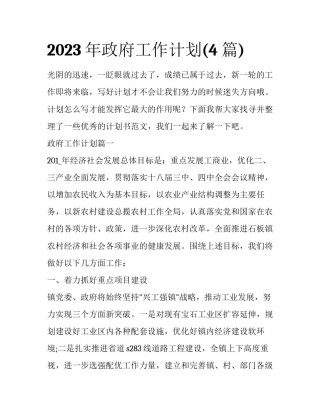 2023年政府工作计划(4篇)