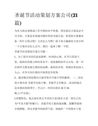 圣诞节活动策划方案公司(21篇)